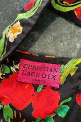 Spring 1992 Christian Lacroix Runway & Ad Campaign Printed Mini Dress w Lace Up Back & Full Skirt