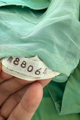Rare Spring 1964 Cristobal Balenciaga Haute Couture Pale Mint Green Sculpted Silk Taffeta Dress