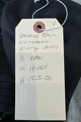 Versace Fall 2006 Black Silk & Sequin Plunge Dress - 14-14.5" W