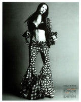 Ultra Rare Spring 1993 Versace by Gianni  Versace Silk Black & White Printed Off Shoulder Bell Bottom Jumpsuit