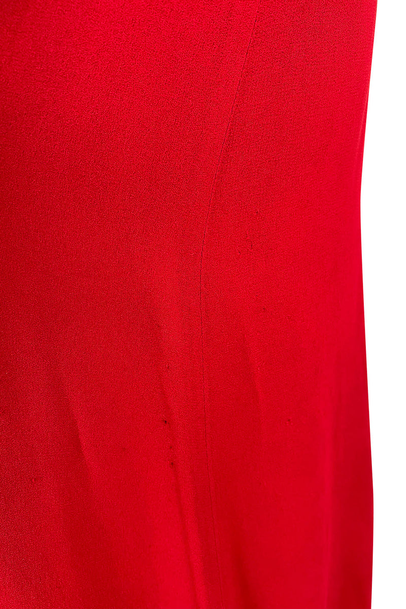 Amazing 1970 Ossie Clark 'Graduation' Deep Front Plunge Maxi Dress in a Red Moss Crepe