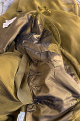 Fall 1989 Oscar de la Renta Iridescent Green Gold Silk Chiffon Strapless Dress w Matching Cape