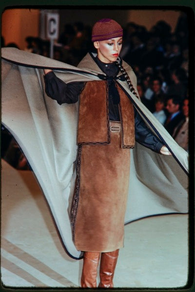 Iconic Fall 1976 Yves Saint Laurent Deep Purple Hooded Cape w Braided Edges & Tassel Details