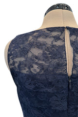 Extraordinary Fall 2008 Chanel by Karl Lagerfeld Blue Lace & Chiffon Dress & Cape Set