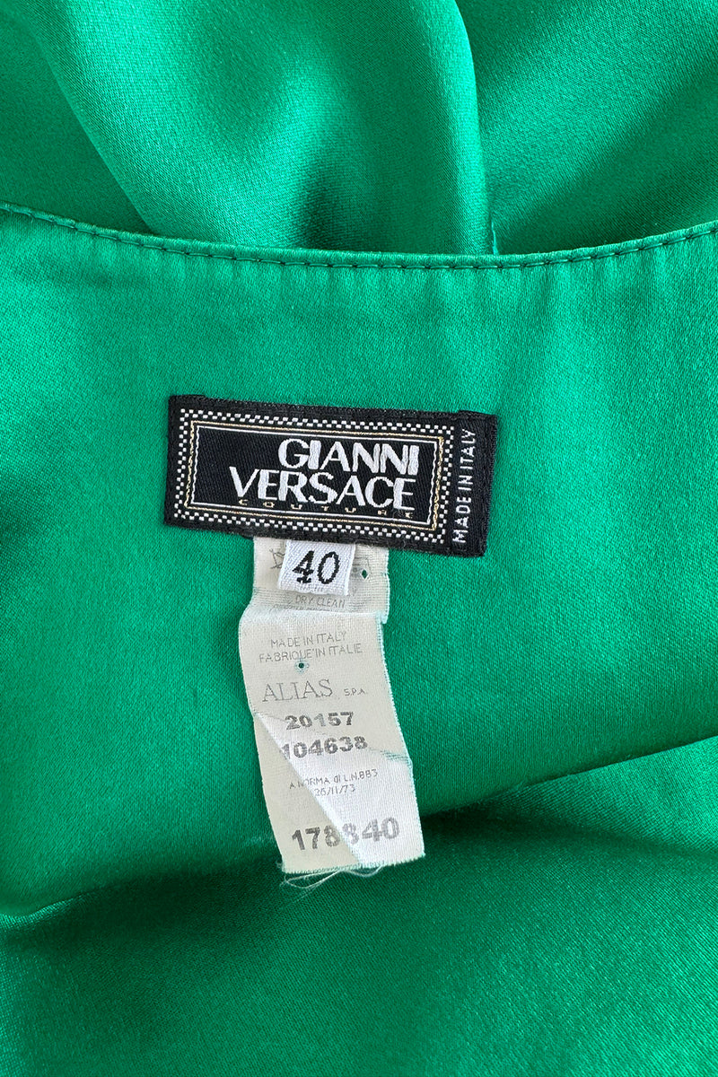 Outstanding Fall 2001 Versace by Donatella Versace Runway Look 54 Green Silk Bias Cut Dress