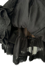 Exceptional Spring 1988 Christian Lacroix Demi-Couture Luxe Label Black Pouf Dress w Attached Shoulder Piece