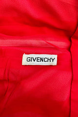 Incredible 1973 Hubert de Givenchy Haute Couture Red Sillk Crepe Chiffon Pleated Dress