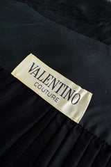 Beautiful 1990s Original Valentino Haute Couture Black Silk Dress w Handmade Lace Detailing