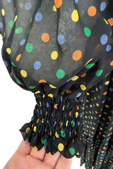 Spring 1978 Yves Saint Laurent Runway & Ad Campaign Off Shoulder Silk Chiffon Dot Dress