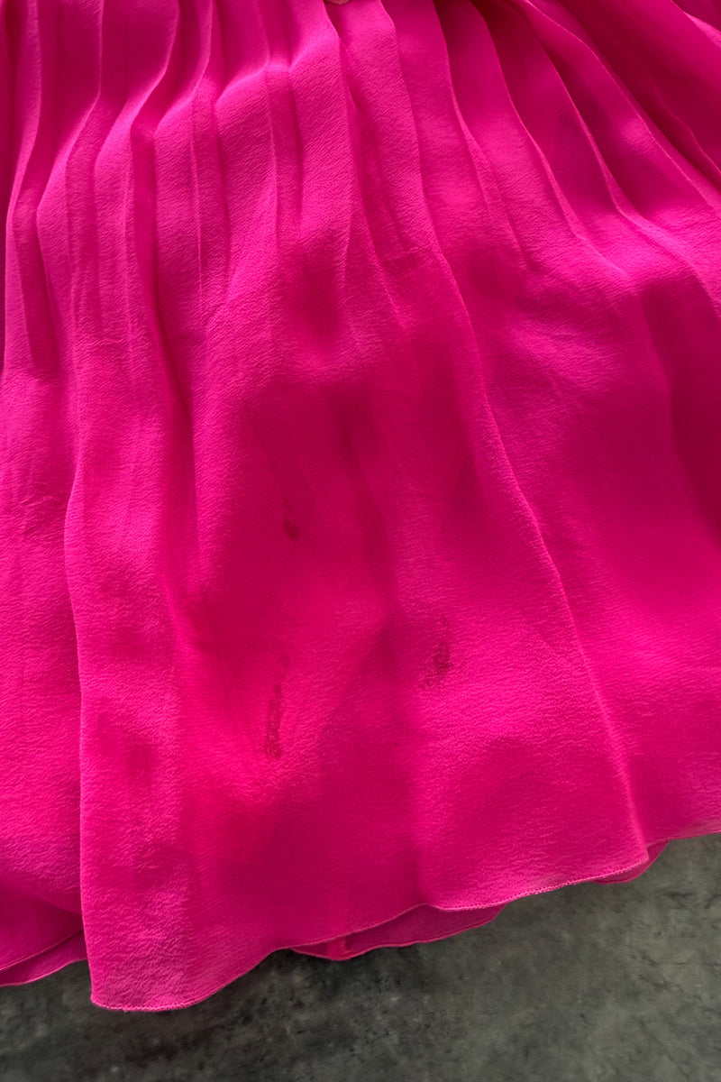 Prettiest circa Spring 1978 Christian Dior by Marc Bohan Pink Silk Chiffon Dress w Ribbon Detailing