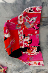 Documented Spring 1968 Emilio Pucci Pink Floral Screened Hooded Terrycloth Beach Cover Up or Dress