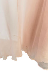 Prettiest 1960s Unlabeled Pale Pink Strapless Dress w Silk Chiffon & Flower Detailed Bodice