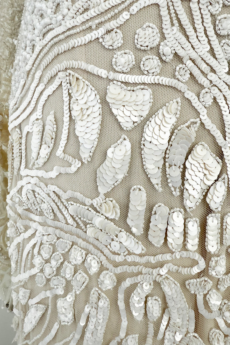 Beautiful Spring 2022 Naeem Khan Bridal Collection 'Salinas' Ivory Net Dress w Sequin Pattern & Trained Skirt