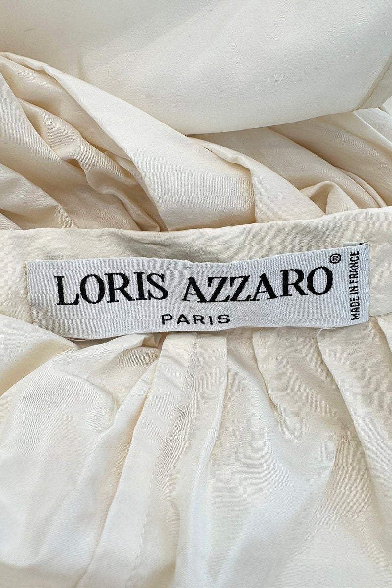 Incredible 1970s Loris Azzaro Ivory Silk Fantasty Voluminous Full Trained Cape w Oversized Hood