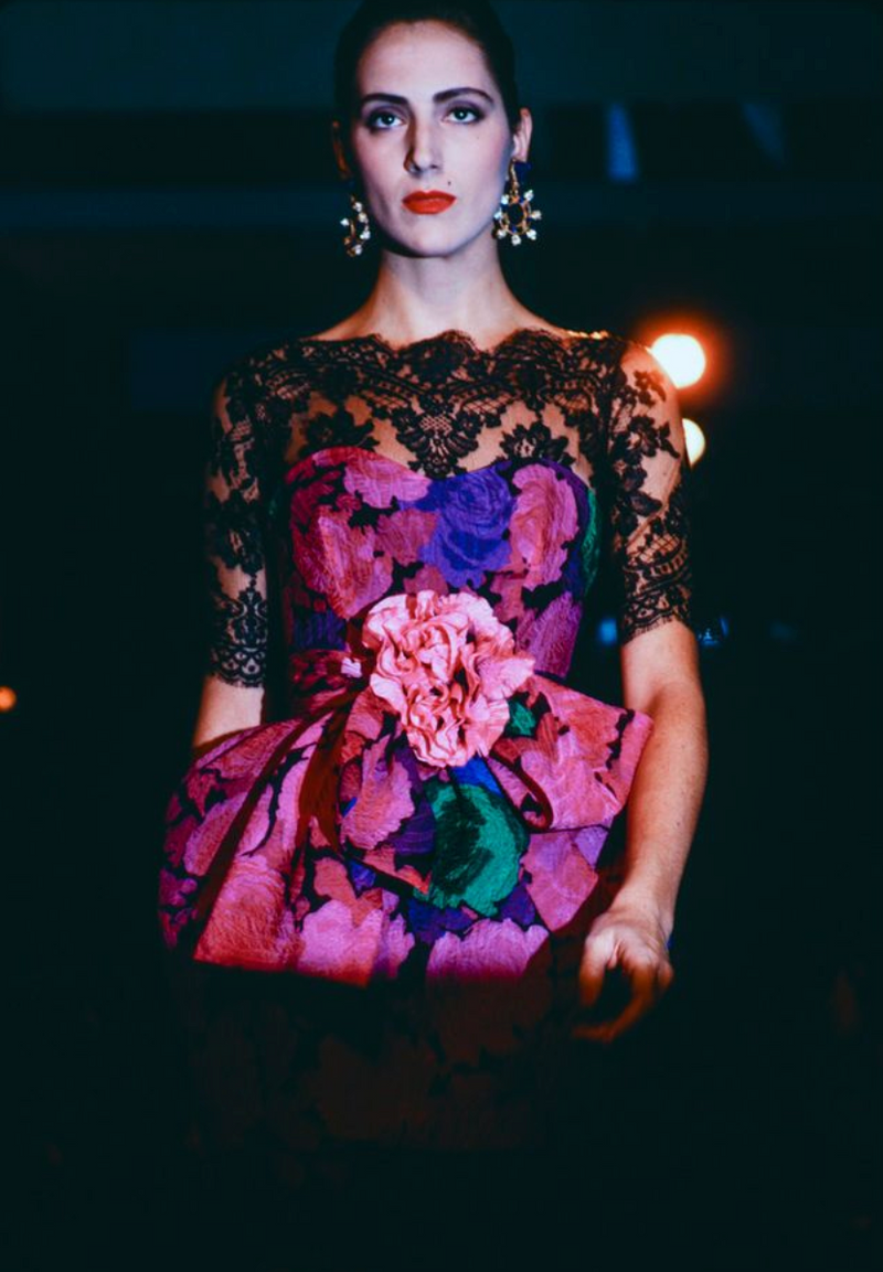 Exuberant Spring 1988 Christian Lacroix Luxe Demi-Couture Runway & Documented Strapless Floral Mini Dress