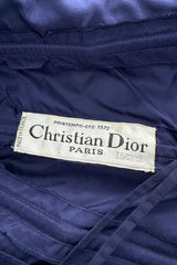 Rare Spring 1972 Christian Dior by Marc Bohan Haute Couture Blue Silk Gazaar Dress