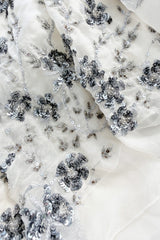Fall 2003 Alexander McQueen 'Scanners" Runway Look 55 Silk Dress w Silver Sequins & Hand Embroidery