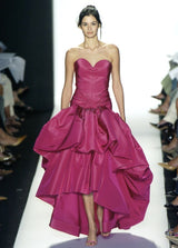 Spectacular Spring 2005 Oscar de la Renta Runway Look 53 Strapless Deep Pink Silk Dress w Full Skirts