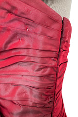 Exceptional Fall 1991 Emanuel Ungaro Haute Couture Runway Strapless Hand Draped Iridescent Silk Dress w Bow
