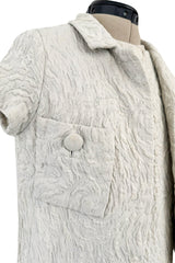 1960s Christian Dior Demi-Couture Textured Ivory Silk A-Line Dress & Matching Crop Jacket