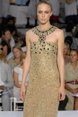 Spring 2008 Oscar de la Renta Red Version of Runway Look 64 Silk Dress w Embelished Collar