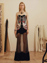 Pre-Fall 2017 Alexander McQueen by Sarah Burton Look 52 Strapless Dress w Silk Chiffon Skirt & Embroidery
