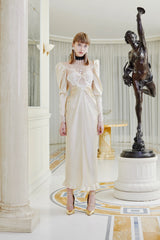 Prettiest Fall 2019 Alessandra Rich Black Version of Runway Look 46 Bias Cut Silk & Sequin Lace Dress