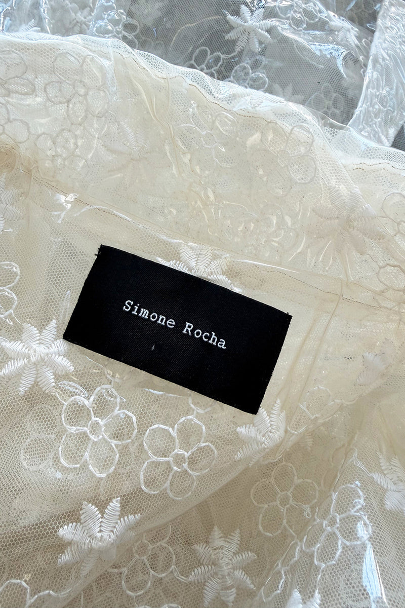 Spring 2017 Simone Rocha Runway Look 6 Transparent Raincoat w Embroidered Tulle Backing