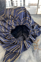Very Rare Fall 1986 Chanel by Karl Lagerfeld Blue & Gold Strapless w Removable Sleeves