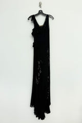 Phenomenal Fall 2006 John Galliano Black Silk Chiffon Dress w Sequins & Beading
