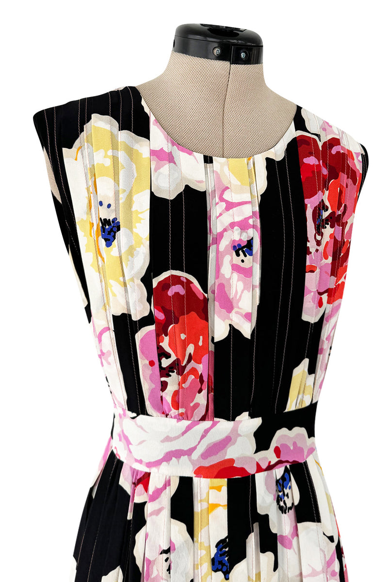 Prettiest Spring 2011 Chanel by Karl Lagerfeld Runway Look 48 Pleated Sleeveless Floral Silk Dress