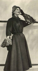 Extraordinary Fall 1952 Lanvin by Castillo Haute Couture Brilliant Blue Alpaca Coat w Button Front