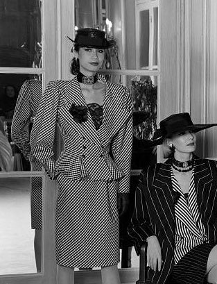 Fabulous Spring 1984 Emanuel Ungaro Haute Couture Runway B&W Check Suit