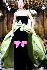 Spring 1986 Yves Saint Laurent Numbered Haute Couture Strapless Black Handmade Lace Dress