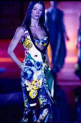 Very Rare Spring 1993 Versace by Gianna Versace Runway & Lookbook 'Miami Collection' Floral Print Silk Vest
