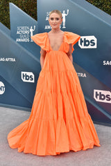 Spectacular Spring 2020 Valentino by Pierpaolo Piccioli Neon Orange Tent Dress w Outstanding Capped Sleeves