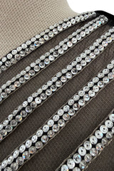 Incredible Fall 1986 Valentino by the Original Mr. Valentino Black Velvet Dress w Rhinestone Insets