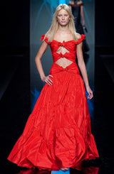 Iconic Spring 2002 Valentino Closing Look 94 Runway Red Silk Bow Dress