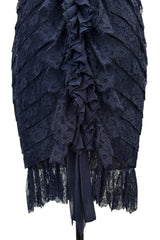 Extraordinary Fall 2008 Chanel by Karl Lagerfeld Blue Lace & Chiffon Dress & Cape Set