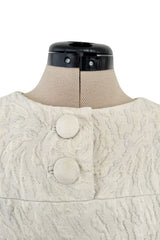 1960s Christian Dior Demi-Couture Textured Ivory Silk A-Line Dress & Matching Crop Jacket