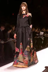 Fall 2002 Oscar de la Renta Runway Look 50 Deep Purple Silk Dress w Hand Applied Patchwork