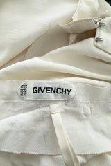 Spring 1990 Hubert de Givenchy Haute Couture Runway Ivory Silk Dress w Gold Metal Detailing