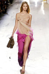 Prettiest Spring 2006 Christian Dior by John Galliano Pink Ombre Silk Chiffon Dress