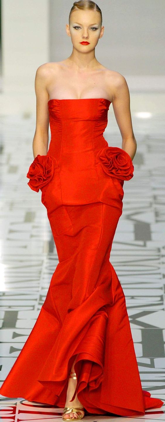 Modern Valentino by Pierpaolo Piccioli Homage to the Fall 2004 Runway Look 53 Strapless Red Silk Dress