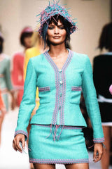 Rare & Extraordinary Spring 1994 Chanel by Karl Lagerfeld Runway Pink Suit w Corded Detail