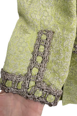 Fall 1966 Chanel Haute Couture by Coco Chanel Pale Green Metallic Lame Dress & Jacket Set