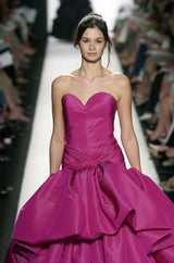 Spectacular Spring 2005 Oscar de la Renta Runway Look 53 Strapless Deep Pink Silk Dress w Full Skirts