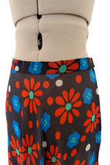 Outstanding Spring 1974 Yves Saint Laurent Floral Print Silk Chiffon Top & Skirt Set