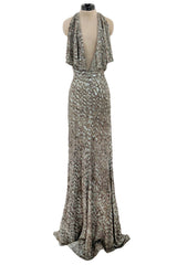 Incredible 2005 John Anthony Couture Runway Sample Heavily Beaded & Sequined PlungeDress