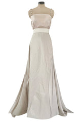 Prettiest 2012 Lanvin by Alber Elbaz Nude & Blush Silk Trained Wedding Dress w Beaded Detail